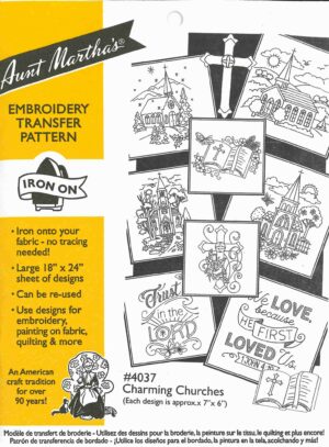 #4037 Charming Churches Aunt Martha's Embroidery Transfer Pattern