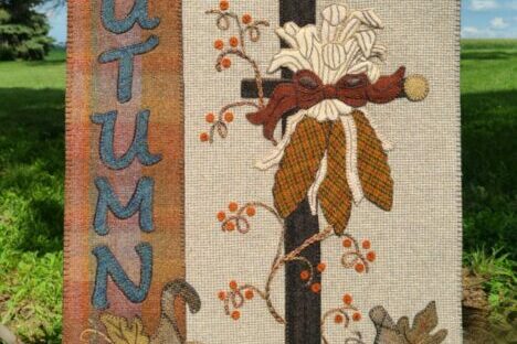 Welcome Autumn autumn wool applique wall hanging