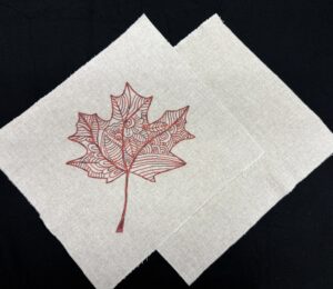 Embroidered Leaf Pillow