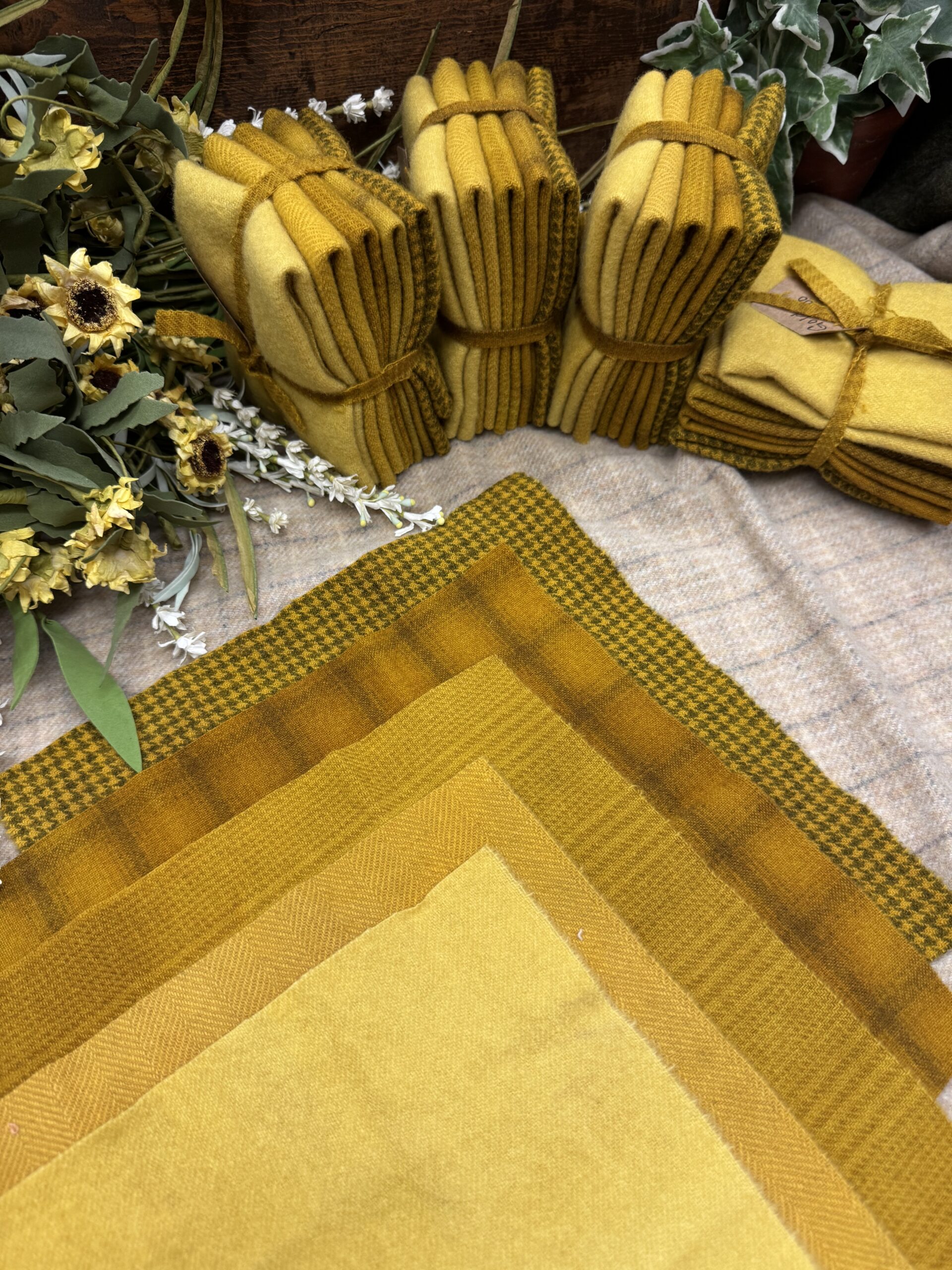 Hand Dyed Wool Bundle Gold